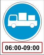 Delivery vehicle, limited time period combination sign